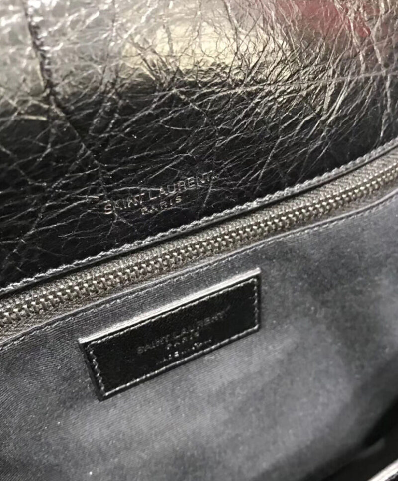 Saint Laurent Niki Medium Shiny Waxy Quilted Shoulder Bag 498894 Black